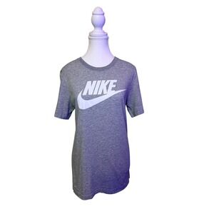 Tee Shirt Gray Nike Dri Fit Logo Small Athletic Activewear Gym